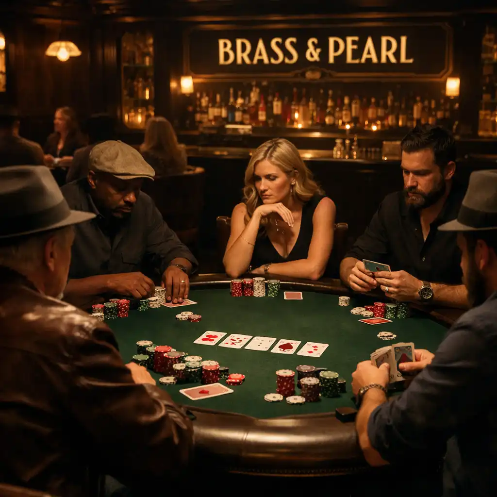 Guests seated around a poker table during a poker evening in the lounge